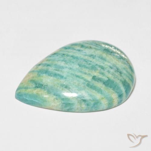 Amazonita Verde médio Natural 42.08ct, Formato de pêra, Opaco