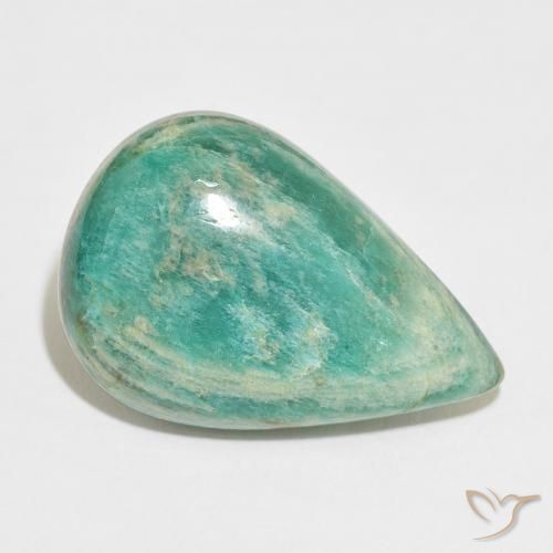 32.76ct Natural Verde médio Amazonita, Formato de pêra, Opaco