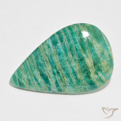 37.44ct Natural Verde escuro Amazonita, Formato de pêra, Opaco