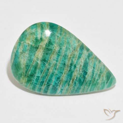 Amazonita Verde escuro Natural 37.44ct, Formato de pêra, Opaco