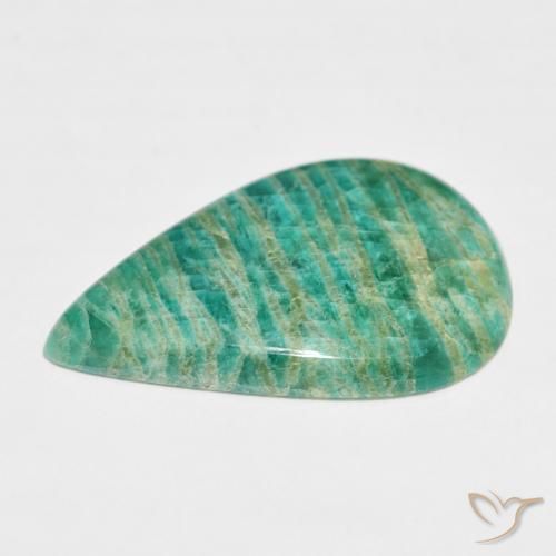 Amazonita Verde escuro Natural 37.44ct, Formato de pêra, Opaco