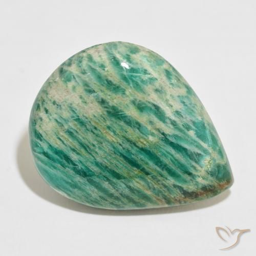 Amazonita Verde médio Natural 46.56ct, Formato de pêra, Opaco
