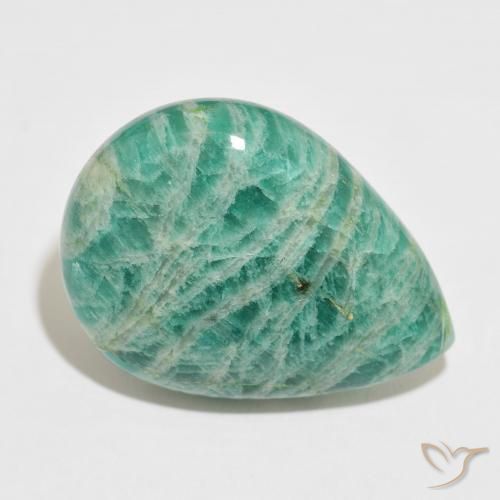 Amazonita Verde Frio Natural 37.97ct, Formato de pêra, Opaco