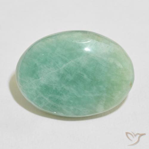15.65ct Natural Verde Mar Claro Amazonita, oval, Opaco
