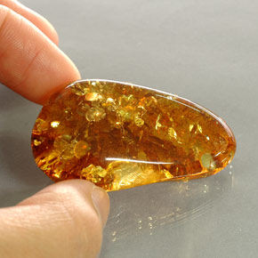 Âmbar laranja natural 34,34ct, transparente, transparente/translúcido