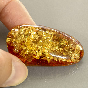 Âmbar laranja natural 25,46ct, transparente, transparente/translúcido