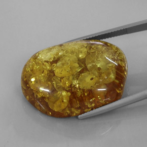 Âmbar laranja natural 25,63ct, transparente, transparente/translúcido