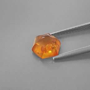 Âmbar laranja natural 0,83ct, transparente, transparente/translúcido