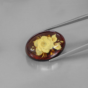 Âmbar laranja natural 5,44ct, transparente, transparente/translúcido