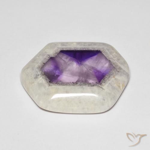 Fatia de geodo de ametista multicolorido natural 33,06ct, forma extravagante, transparente