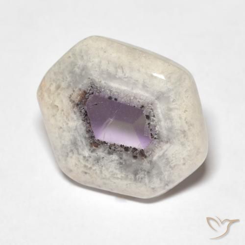 Fatia de geodo de ametista multicolorido natural 8,08ct, forma extravagante, transparente