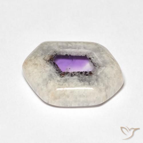 Fatia de geodo de ametista multicolorido natural 8,08ct, forma extravagante, transparente