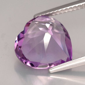 Ametista violeta natural 3,90ct, formato de coração, VVS