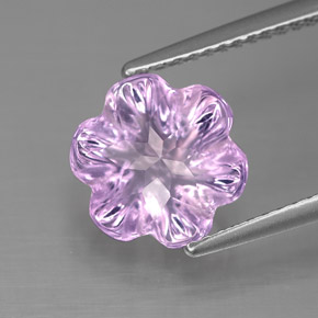 Ametista violeta natural 3,04ct, corte flor, transparente