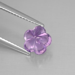 Ametista violeta natural 1,54ct, corte flor, transparente