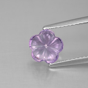 Ametista violeta natural 1,53ct, corte flor, transparente
