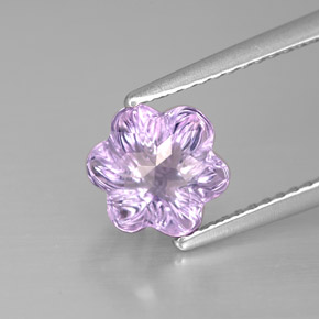 Ametista violeta natural 1,63ct, corte flor, transparente