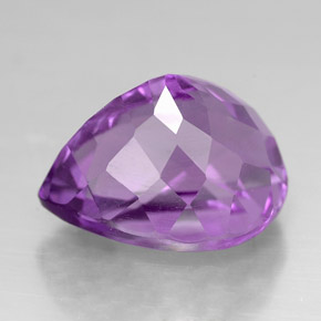 Ametista violeta natural 6,31ct, formato de pêra, VVS
