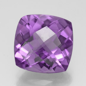 Ametista violeta natural 3,42ct, almofada cortada, VVS