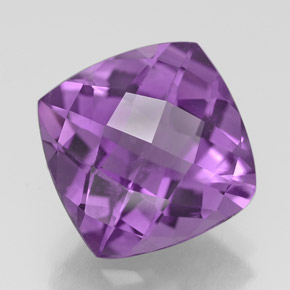 Ametista violeta natural 3,42ct, almofada cortada, VVS