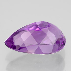 Ametista violeta natural 4,77ct, formato de pêra, VVS