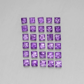 Pedras preciosas de ametista violeta natural de 3,77 ct, quadrado, VS