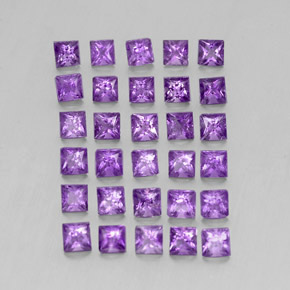 Pedras preciosas de ametista violeta natural de 3,77 ct, quadrado, VS