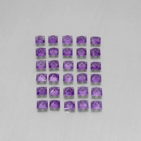 Pedras preciosas de ametista violeta natural de 3,77 ct, quadrado, VS