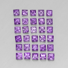 Pedras preciosas de ametista violeta natural de 3,73 ct, quadrado, VS