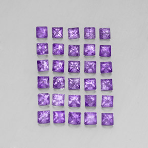 Pedras preciosas de ametista violeta natural de 3,77 ct, quadrado, VS-SI