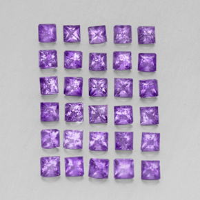 Pedras preciosas de ametista violeta natural de 3,77 ct, quadrado, VS-SI