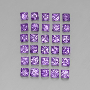 Pedras preciosas de ametista violeta natural de 3,67 ct, quadrado, VS