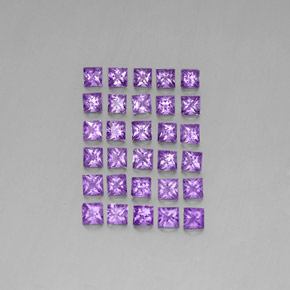 Pedras preciosas de ametista violeta natural de 3,59 ct, quadrado, VS