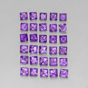 Pedras preciosas de ametista violeta natural de 3,79 ct, quadrado, VS