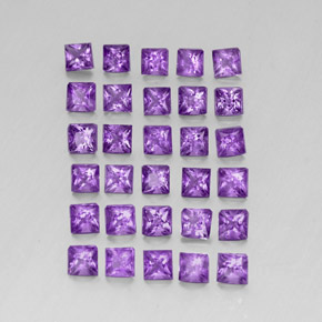 Pedras preciosas de ametista violeta natural de 3,81 ct, quadrado, VS