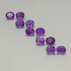 Pedras preciosas de ametista violeta natural de 3,09 ct, corte oval, VS