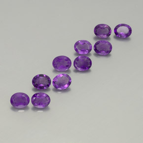 Pedras preciosas de ametista violeta natural de 3,09 ct, corte oval, VS