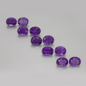 Pedras preciosas de ametista violeta médio-escuro natural de 3,64 ct, corte oval, VS