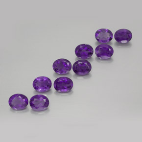 Pedras preciosas de ametista violeta médio-escuro natural de 3,64 ct, corte oval, VS