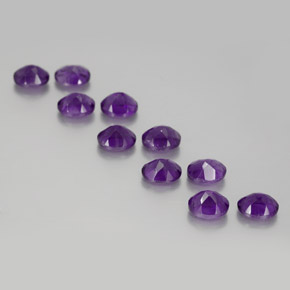 Pedras preciosas de ametista violeta médio-escuro natural de 3,64 ct, corte oval, VS