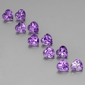 Pedras preciosas de Ametista Violeta Púrpura natural de 7,53 ct, Formato de coração, VS