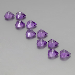 Pedras preciosas de Ametista Violeta Púrpura natural de 7,53 ct, Formato de coração, VS