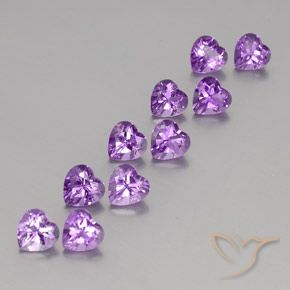 Pedras preciosas de Ametista Violeta Púrpura natural de 7.36 ct, Coração, VVS-VS