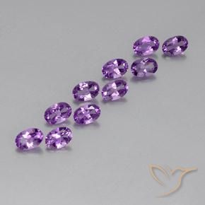 Pedras preciosas de Ametista Violeta Púrpura natural de 4.09 ct, oval, VVS-VS