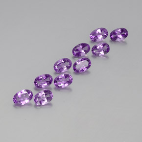 Pedras preciosas de ametista violeta púrpura profundo natural de 3,95 ct, corte oval, VVS-VS