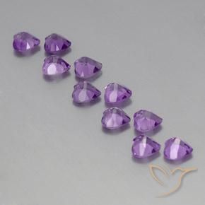 Pedras preciosas de Ametista Violeta arroxeado médio-escuro natural de 7.39 ct, Coração, VVS-VS