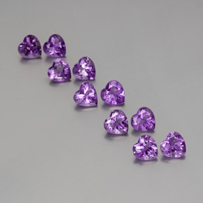 Pedras preciosas de ametista violeta arroxeado natural de 6,81 ct, formato de coração, VS