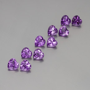 Pedras preciosas de ametista violeta arroxeado natural de 6,81 ct, formato de coração, VS