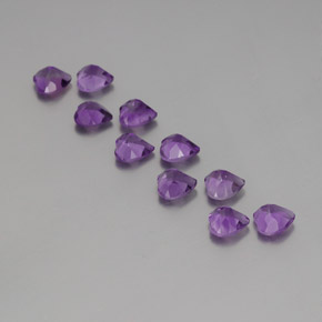 Pedras preciosas de ametista violeta arroxeado natural de 6,81 ct, formato de coração, VS
