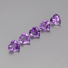 Pedras preciosas de Ametista Violeta Púrpura Profundo natural de 3.41 ct, Formato de coração, VS